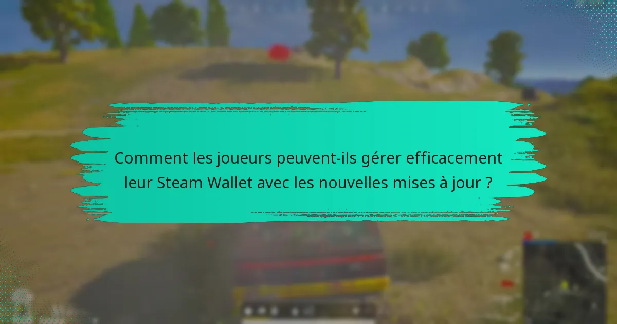 Quels changements de politique affectent le Steam Wallet et PUBG ?